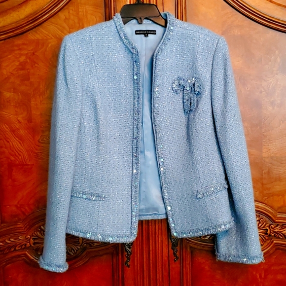 isabella de marco Jackets & Blazers - Isabella DeMarco Pale Blue with Lurex sparkle JACKET sz 14 Designer inspired